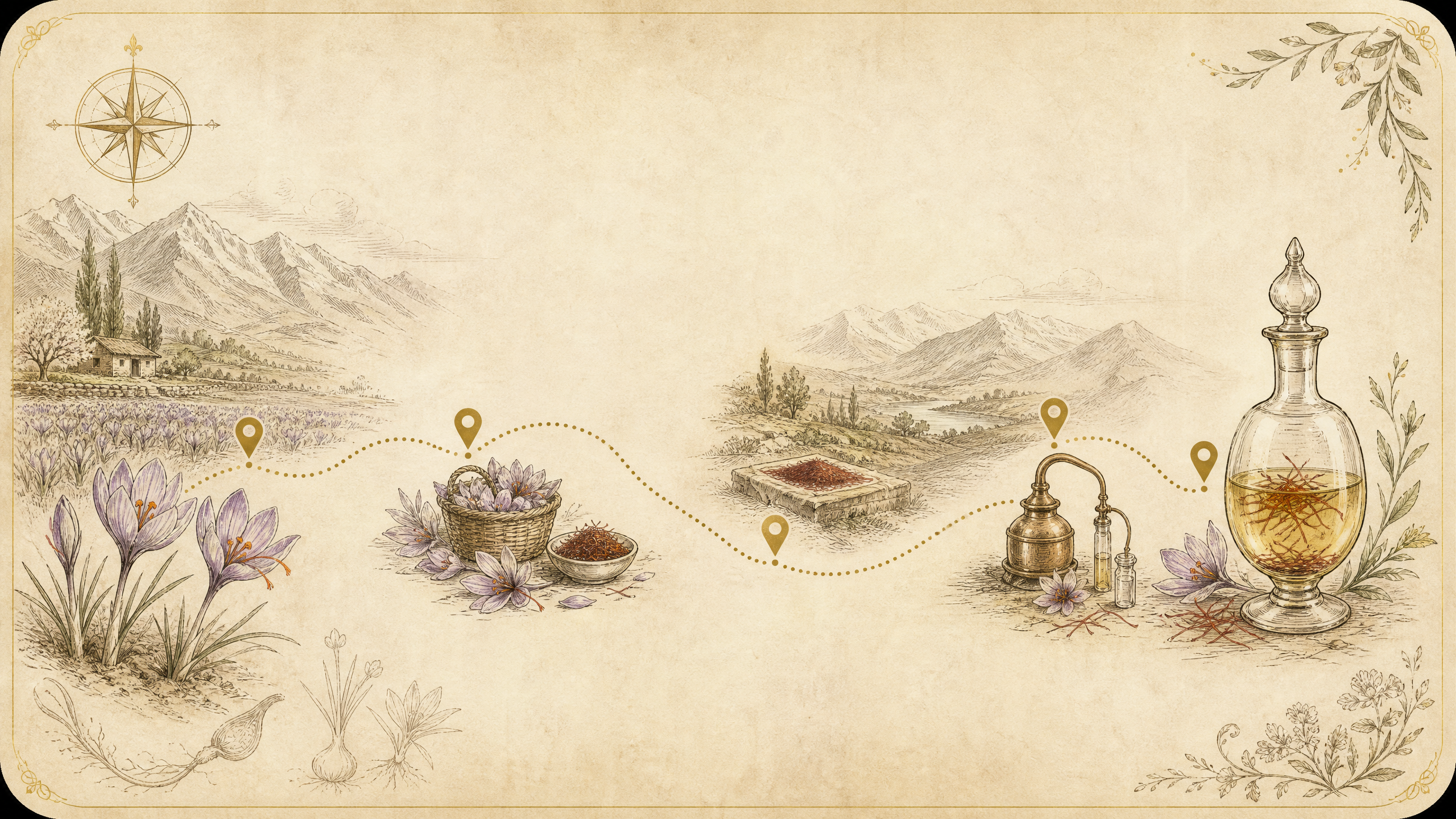 Illustrated saffron ingredient journey
